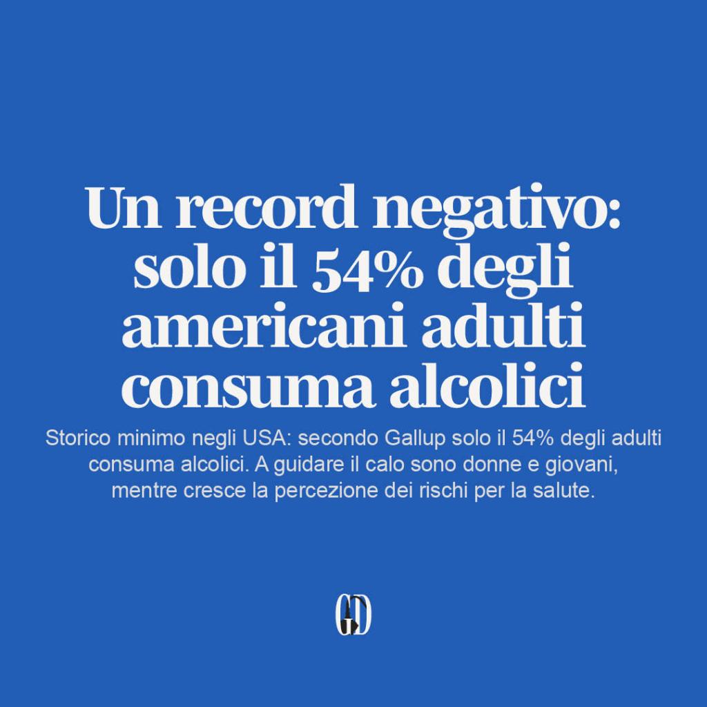 Un record negativo: solo il 54% degli americani adulti consuma&nbsp;alcolici